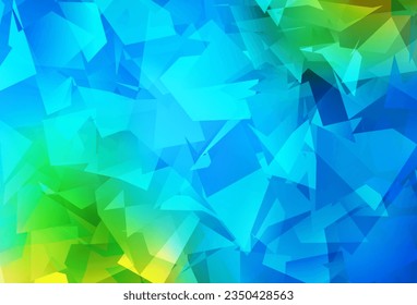 Light Blue, Green vector triangle mosaic background. Triangular geometric sample with gradient.  Completely new template for your banner.