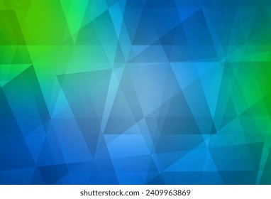 Light Blue, Green vector triangle mosaic background. Triangular geometric sample with gradient.  A new texture for your web site.