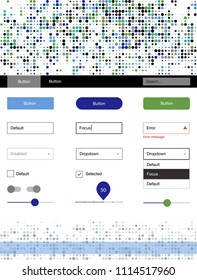 Light Blue, Green vector ui kit with dots. Beautiful ui ux kit with colorful dots in its header. Beautiful layout for websites, landing pages.