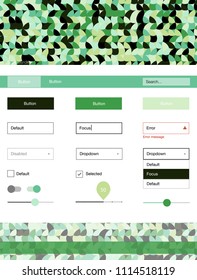 Light Blue, Green vector ui ux kit with circles. Colorful Style guide with circles on abstract background. This template you can use for websites.