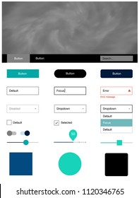 Light Blue, Green vector ui kit with clouds & stars. Web ui kit with abstract gradient clouds in its header. This sample is for your website.