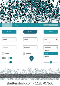 Light Blue, Green vector ui kit with dots. Web ui kit with abstract gradient circles in its header. This sample is for your landing page.