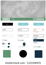 Light Blue, Green vector ui ux kit with space stars. Colorful Style guide with stars on abstract background. Modern template for your landing page.
