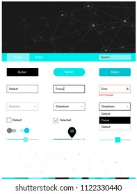 Light Blue, Green vector ui ux kit in triangular style with circles. Colorful ui/ux kit with triangles, circles in header. Simple colorful design for websites.
