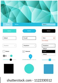 Light Blue, Green vector ui kit in polygonal style. Decorative ui kit design in abstract style with colorful crystals. Simple colorful design for websites.