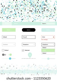 Light Blue, Green vector ui kit with dots. Colorful Style guide with circles on abstract background. This template you can use for websites.