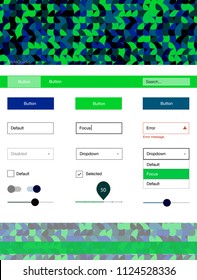Light Blue, Green vector ui ux kit with circles. Beautiful ui ux kit with colorful dots in its header. Beautiful layout for websites, landing pages.