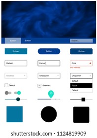 Light Blue, Green vector ui kit with clouds & stars. Colorful ui/ux kit with header consisted of clouds & stars. Modern template for your landing page.