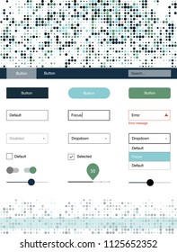 Light Blue, Green vector ui ux kit with circles. Beautiful ui ux kit with colorful dots in its header. This sample is for your website.