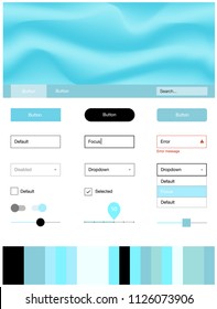 Light Blue, Green vector ui ux kit with lines, ovals. Shining curly illustration in marble style with gradient. Simple colorful design for websites.