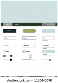 Light Blue, Green vector ui kit in polygonal style with circles. Colorful ui/ux kit with triangles, circles in header. Beautiful layout for websites, landing pages.