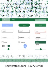 Light Blue, Green vector ui ux kit with circles. Modern Style guide with colorful gradient circles in its header. Modern template for your landing page.