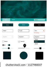 Light Blue, Green vector ui kit with clouds & stars. Colorful Style guide with stars on abstract background. This template you can use for landing pages.