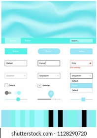 Light Blue, Green vector ui kit with bubble shapes. Shining curly illustration in marble style with gradient. Modern template for your landing page.