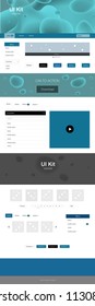 Light Blue, Green vector ui ux kit with lines, ovals. Glitter abstract illustration with blurred bubble shapes.. Modern template for your landing page.
