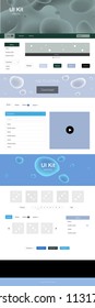 Light Blue, Green vector ui ux kit with lines, ovals. Creative illustration in halftone marble style with gradient. This sample is for your website.