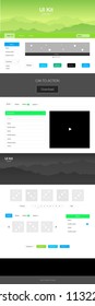 Light Blue, Green vector ui kit with landscape. Colorful Style guide with mountains on abstract background. Modern template for your landing page.