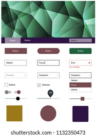 Light Blue, Green vector ui ux kit in triangular style. Decorative ui kit design in abstract style with colorful crystals. This sample is for your landing page.