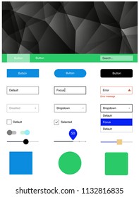 Light Blue, Green vector ui ux kit in triangular style. Decorative ui kit design in abstract style with colorful crystals. This template you can use for websites.