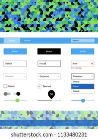 Light Blue, Green vector ui ux kit with circles. Colorful ui/ux kit with header consisted of spheres. Simple colorful design for websites.