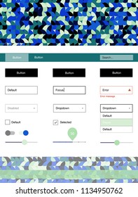 Light Blue, Green vector ui kit with dots. Beautiful ui ux kit with colorful dots in its header. This sample is for your website.