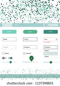 Light Blue, Green vector ui kit with dots. Web ui kit with abstract gradient circles in its header. Simple colorful design for websites.