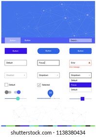 Light Blue, Green vector ui kit in polygonal style with circles. Style guide with triangles, circles on abstract background. This sample is for your landing page.