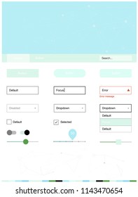 Light Blue, Green vector ui ux kit in triangular style with circles. Ui Ux kit with colorful polygonal background in its header. Beautiful layout for websites, landing pages.