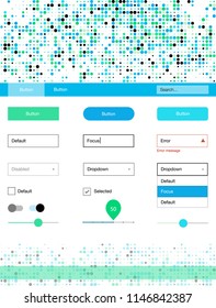 Light Blue, Green vector ui kit with dots. Web ui kit with abstract gradient circles in its header. Beautiful layout for websites, landing pages.