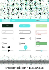 Light Blue, Green vector ui kit with dots. Beautiful ui ux kit with colorful dots in its header. Modern template for your landing page.