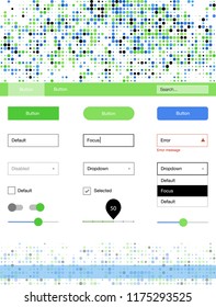Light Blue, Green vector ui kit with dots. Web ui kit with abstract gradient circles in its header. Modern template for your landing page.