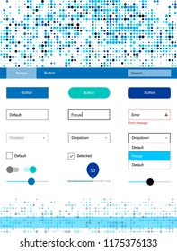 Light Blue, Green vector ui ux kit with circles. Simple Material Design Kit with colorful dots in header. This sample is for your website.