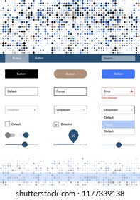 Light Blue, Green vector ui kit with dots. Web ui kit with abstract gradient circles in its header. Modern template for your landing page.