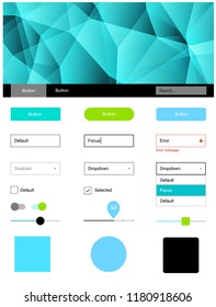 Light Blue, Green vector ui kit in polygonal style. Modern Style guide in polygonal style with triangles. Beautiful layout for websites, landing pages.