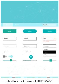 Light Blue, Green vector ui ux kit in triangular style with circles. Ui Ux kit with colorful polygonal background in its header. This sample is for your website.