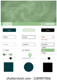 Light Blue, Green vector ui kit with clouds & stars. Colorful Style guide with stars on abstract background. This template you can use for landing pages.