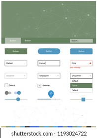 Light Blue, Green vector ui ux kit in triangular style with circles. Colorful ui/ux kit with triangles, circles in header. This sample is for your website.