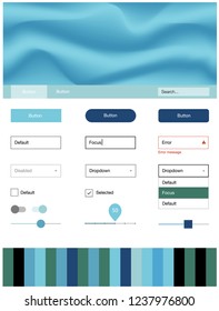 Light Blue, Green vector ui ux kit with lines, ovals. Colorful abstract illustration with gradient lines. This sample is for your landing page.