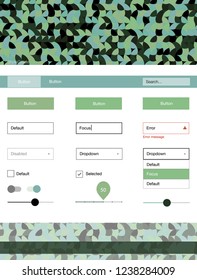 Light Blue, Green vector ui kit with dots. Beautiful ui ux kit with colorful dots in its header. This sample is for your landing page.