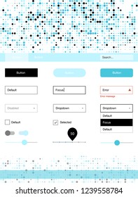 Light Blue, Green vector ui kit with dots. Colorful ui/ux kit with header consisted of spheres. This sample is for your website.