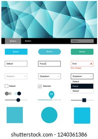 Light Blue, Green vector ui kit in polygonal style. Modern Style guide in polygonal style with triangles. This template you can use for landing pages.