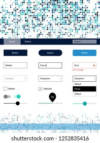 Light Blue, Green vector ui ux kit with circles. Simple Material Design Kit with colorful dots in header. This template you can use for landing pages.