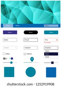 Light Blue, Green vector ui kit in polygonal style. Web ui kit with abstract gradient triangles in its header. This sample is for your website.