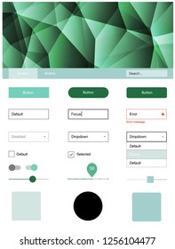 Light Blue, Green vector ui kit in polygonal style. Modern Style guide in polygonal style with triangles. This template you can use for landing pages.
