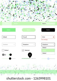 Light Blue, Green vector ui ux kit with circles. Colorful Style guide with circles on abstract background. This template you can use for websites.
