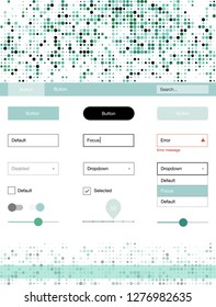 Light Blue, Green vector ui kit with dots. Web ui kit with abstract gradient circles in its header. Beautiful layout for websites, landing pages.
