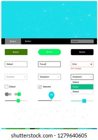 Light Blue, Green vector ui ux kit in triangular style with circles. Ui Ux kit with colorful polygonal background in its header. This sample is for your website.