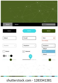 Light Blue, Green vector ui kit in polygonal style with circles. Simple Material Design Kit with colorful triangles, circles. This template you can use for websites.