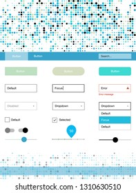 Light Blue, Green vector ui ux kit with circles. Web ui kit with abstract gradient circles in its header. This template you can use for landing pages.