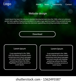 Light Blue, Green vector ui kit with clouds, stars. Beautiful ui ux kit with colorful sky in its header. Modern template for your landing page.